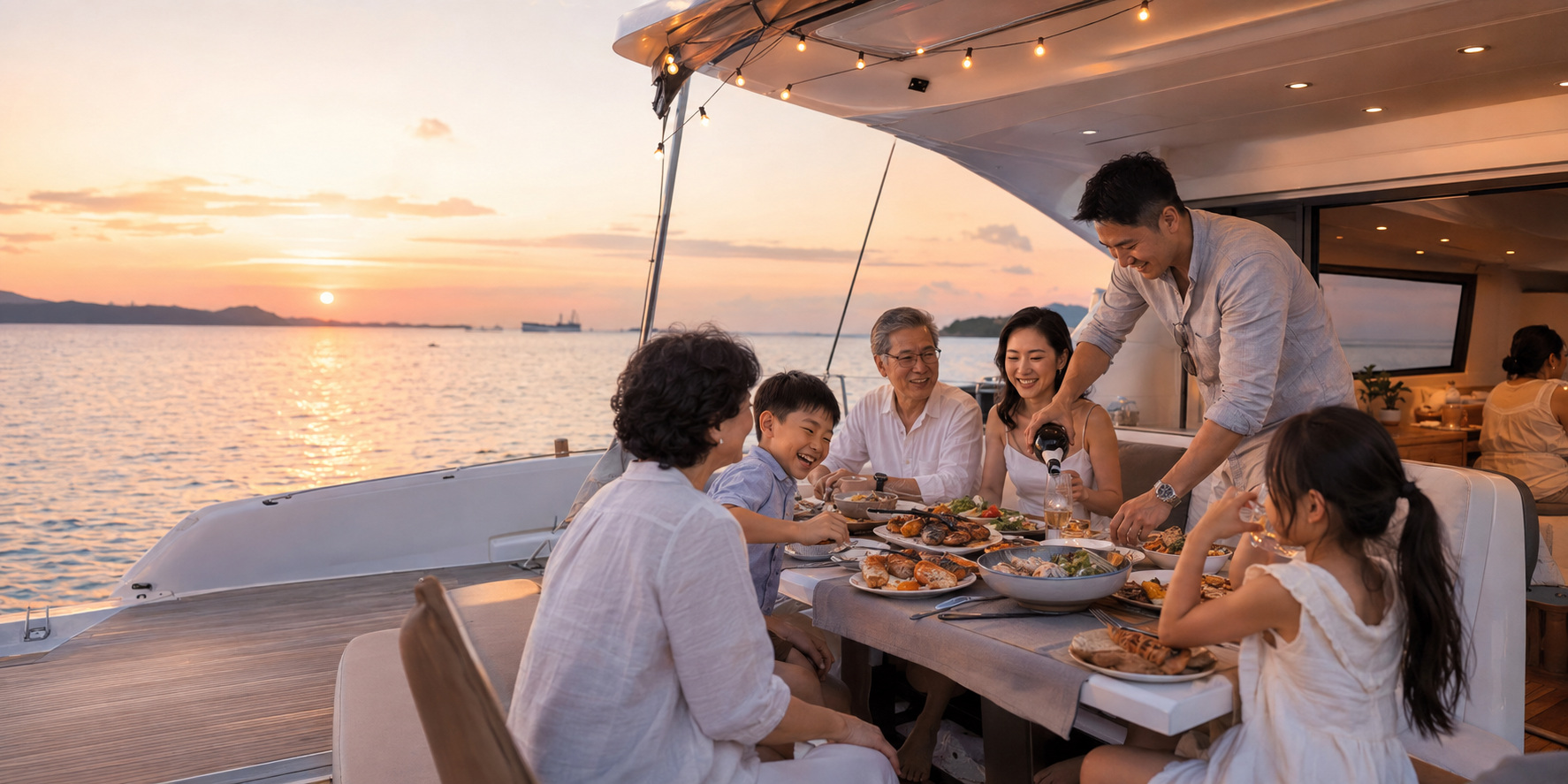 Dinner gathering at sunset