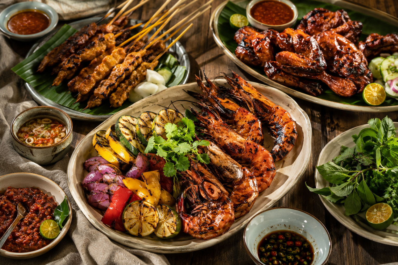 Shared grilled food